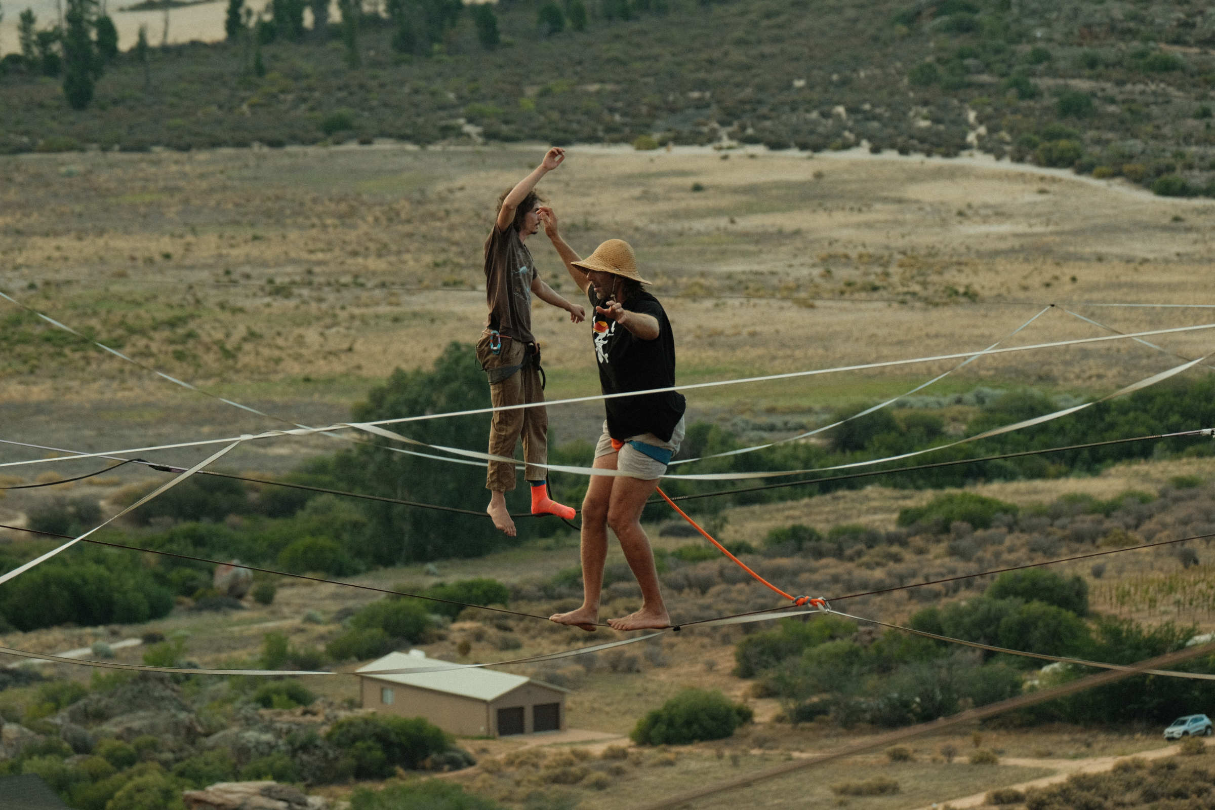 Jeff and Leighton freestyle highlining